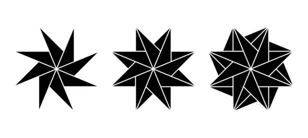Pinwheel Shaped Eight Pointed Stars Made Triangles Geometric Patterns Create —  Vetores de Stock