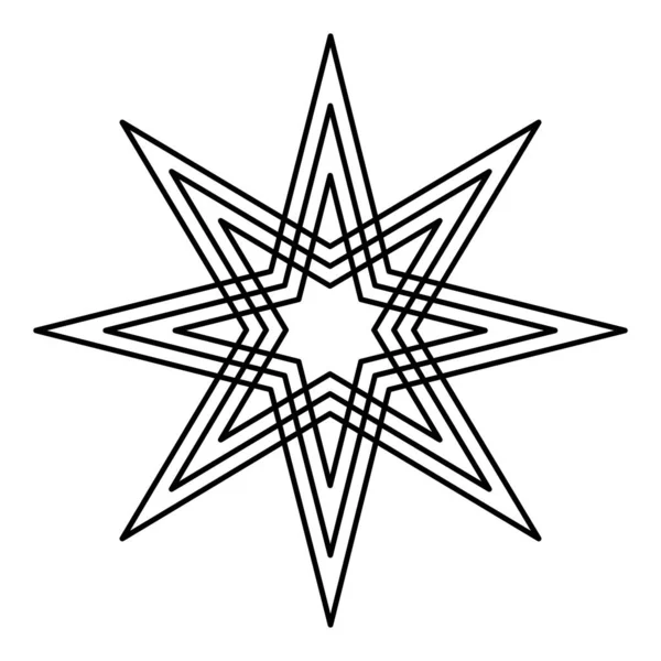 Eight Pointed Star Offset Lines Two Four Pointed Stars Each —  Vetores de Stock