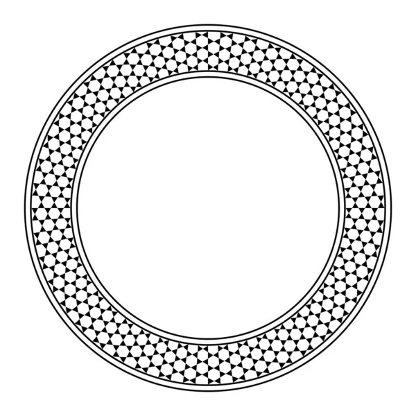 Cadre Circulaire Avec Motif Star David Bordure Ronde Avec Carrelage — Image vectorielle