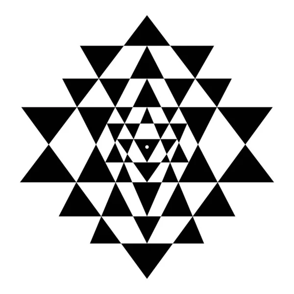 Sri Yantra 샤크라 Shri Chakra 라고도 불리는 삼각이다 도형의 삼각형 — 스톡 벡터