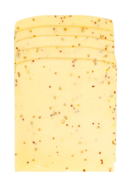 Fette Formaggio Senape Stack Cheddar Affettato Cheeseburger Fatto Latte Pastorizzato — Foto Stock