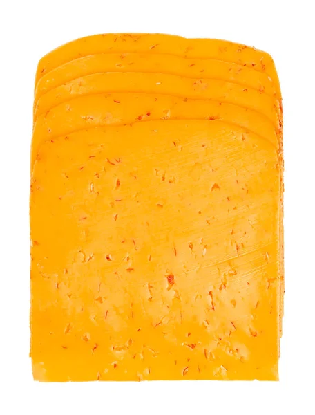 Plátky Chilli Sýra Hromada Nakrájeného Čedaru Cheeseburgery Vyrobená Pasterizovaného Mléka — Stock fotografie