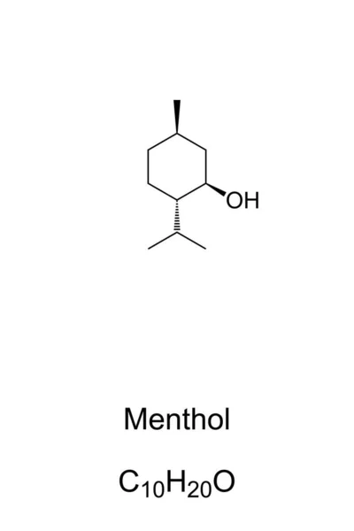 Mentol Chemický Vzorec Struktura Kostry Menthol Organická Sloučenina Přirozeně Vyskytující — Stockový vektor
