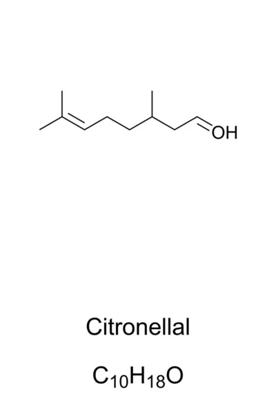 Citronellal Chemický Vzorec Také Rhodinální Organická Sloučenina Monoterpenoidní Aldehyd Hlavní — Stockový vektor