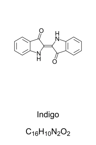 Indigo Chemický Vzorec Struktura Indigo Barvivo Organická Sloučenina Výraznou Modrou — Stockový vektor