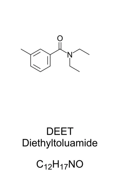 Deet Formule Chimique Structure Diéthyltoluamide Ingrédient Actif Commun Dans Les — Image vectorielle