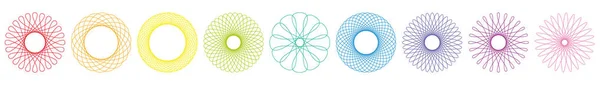 Spirografo Fiori Grafici Colorati Diversi Modelli Geometrici Circolari Illustrazione Vettoriale — Vettoriale Stock