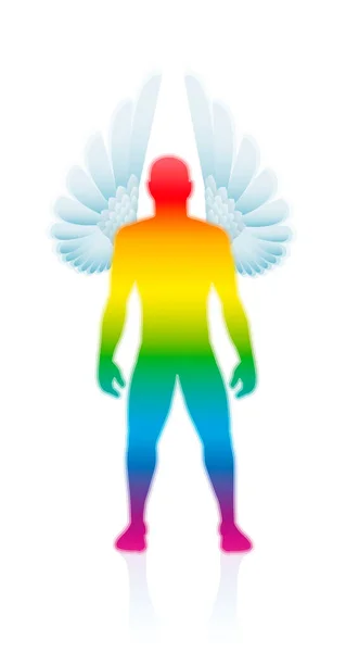 Ángel Guardián Espíritu Guardián Masculino Cuerpo Color Gradiente Arco Iris — Vector de stock