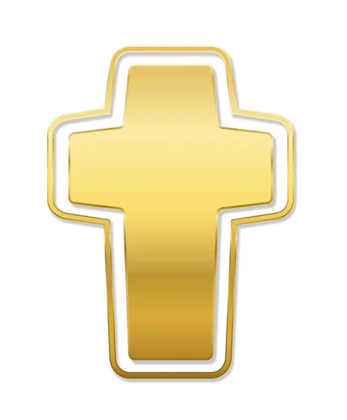 Christian Cross Golden Colored Crucifix Pendant Isolated Symbol Vector Illustration — Stock Vector