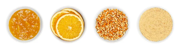 Confiture Orange Oranges Séchées Dans Des Bols Blancs Marmelade Tranches — Photo