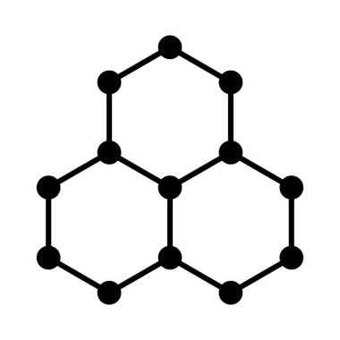 Grafik sembolü, grafinlerin şematik moleküler yapısı, karbon allotroskopu, iki boyutlu bal peteği kafesi ve altıgen ızgarada sıralanmış tek bir karbon atomu katmanı. Vektör
