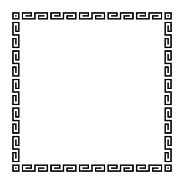 Basit kıvrımlı desenli bir kare. Kare çerçeve ve dekoratif kenar, açısal spirallerden yapılmış, dikişsiz motif şeklinde, Yunan anahtarı olarak da bilinir. Beyaz yerine siyah ve beyaz çizimler.