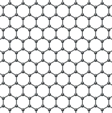 Grafen tek katmanlı. Grafenin üç boyutlu şematik moleküler yapısı, bir allotrop karbon. Karbon atomları iki boyutlu, düz bir bal peteği kafesinde ve altıgen bir ızgarada dizilmiştir..