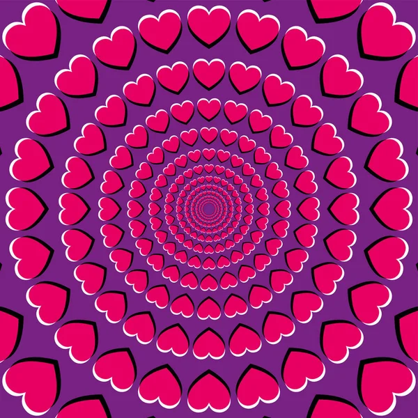 Bewegungsillusion Mit Herzsymbolen Periphere Drift Illusion Aus Rosa Herzen Auf — Stockvektor