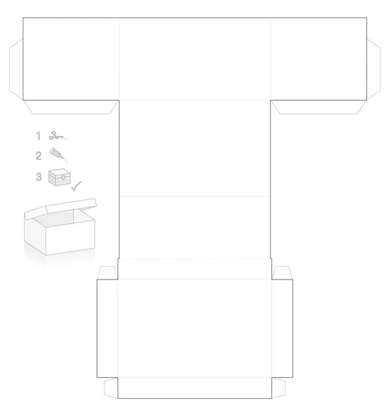 Šablona Lepenkové Krabice Víkem Které Lze Otevřít Jednoduchý Papírový Model — Stockový vektor