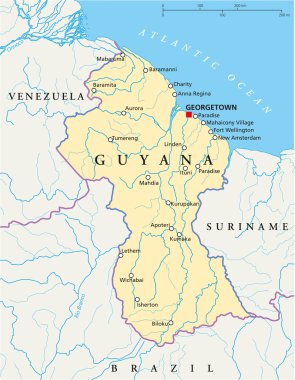 Guyana Political Map clipart