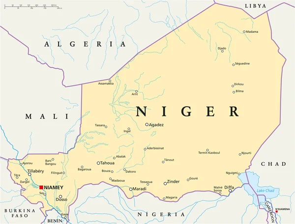 Niger politická mapa — Stockový vektor