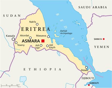 Eritrea Political Map clipart
