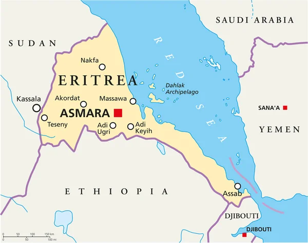 Eritrea politická mapa — Stockový vektor