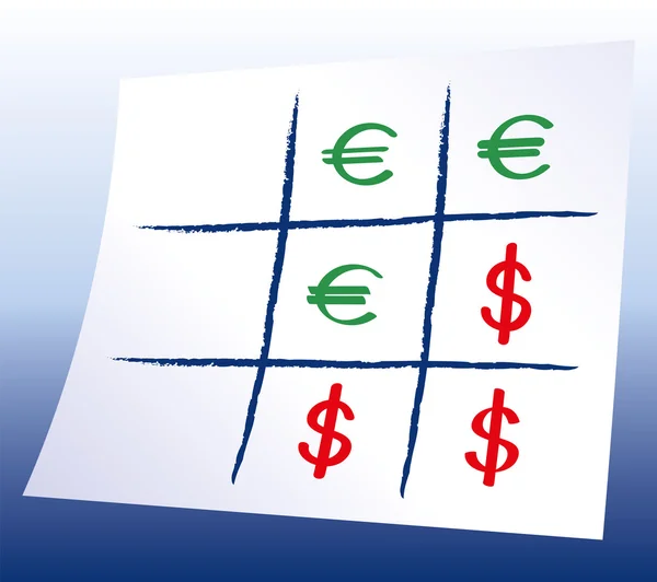 Euro dolar Tic Tac Toe — Stok Vektör