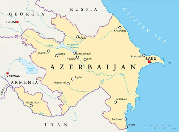 Politische Landkarte Azerbaidschans — Stockvektor