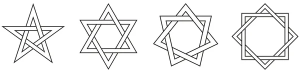 Geometrische Sternenfiguren umreißen — Stockvektor