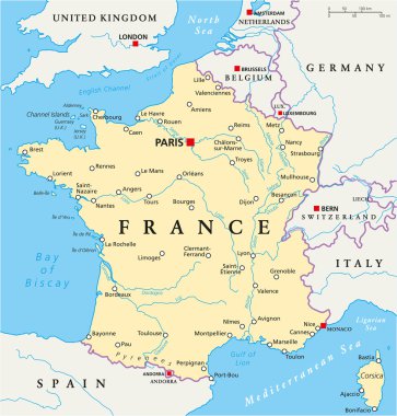 France Political Map clipart