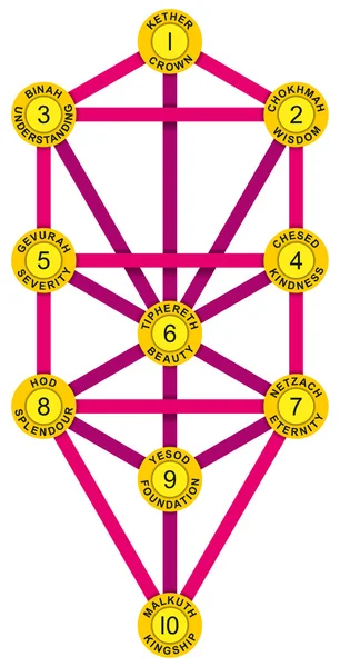 Sephirot and Tree of Life Желтая Магента — стоковый вектор