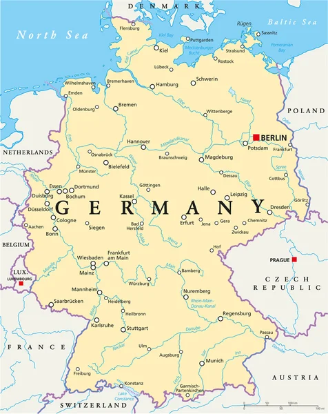 Tysklands politiska karta — Stock vektor