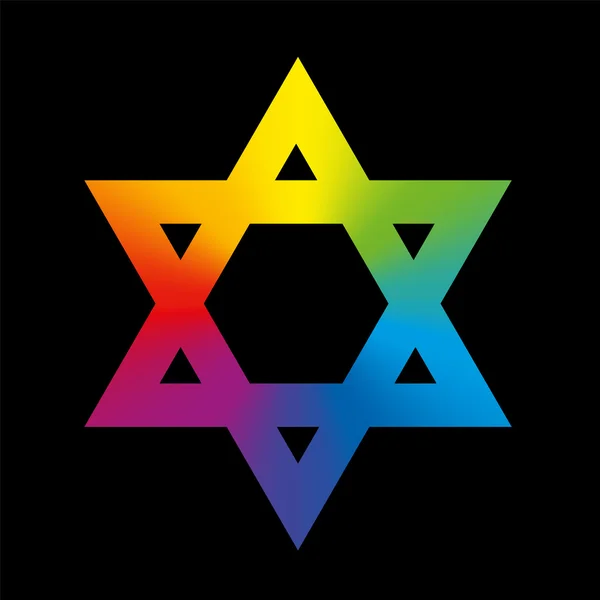 Star of David Rainbow tonad svart — Stock vektor