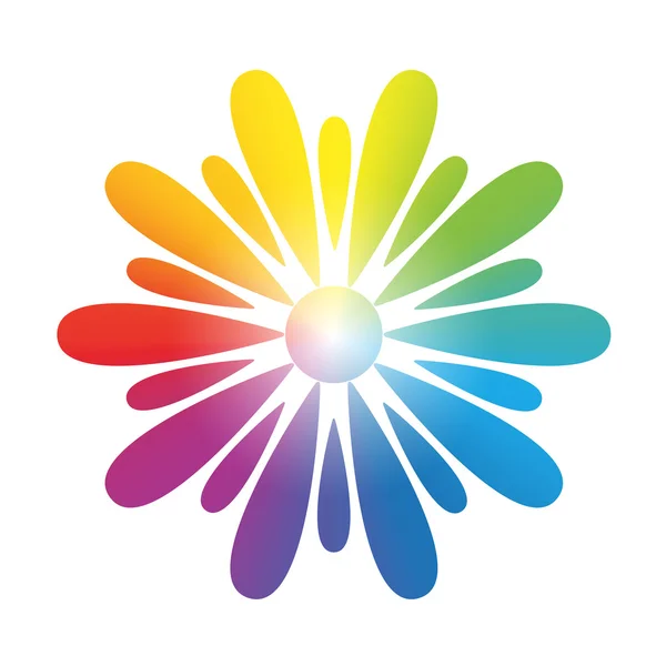 Gradiente de arco iris de flores blanco — Vector de stock