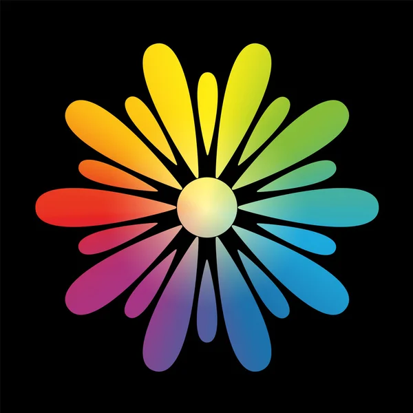 Gradiente de arco iris de flores Negro — Vector de stock