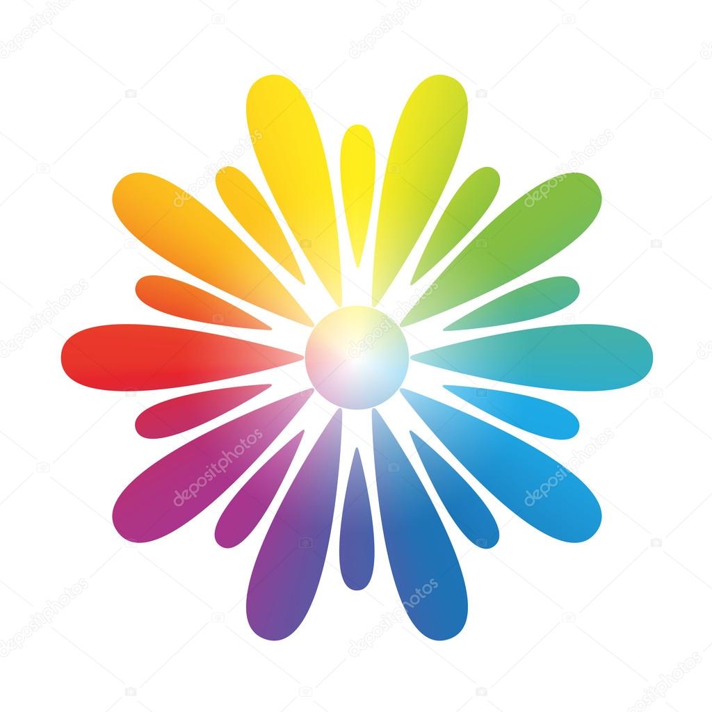 Flower Rainbow Gradient White