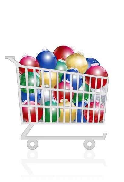 Christmas Balls Sale Buy Trolley — Stock Vector