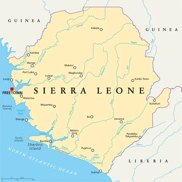 Mapa político de Sierra Leona — Vector de stock