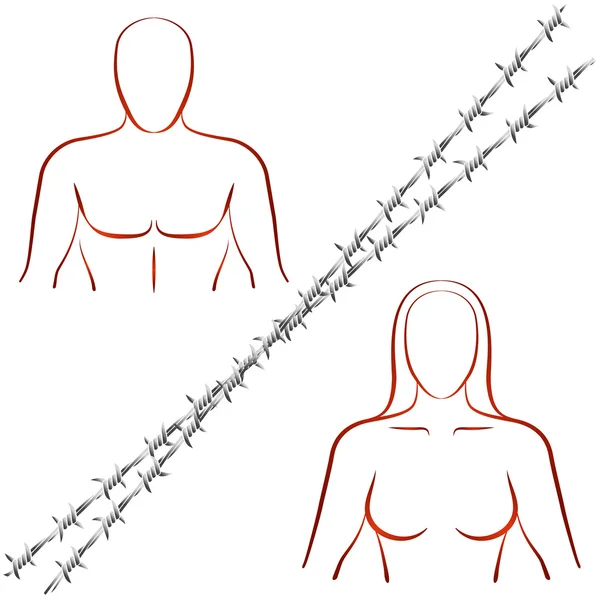 Couple Crisis Barbed Wire — Stock Vector