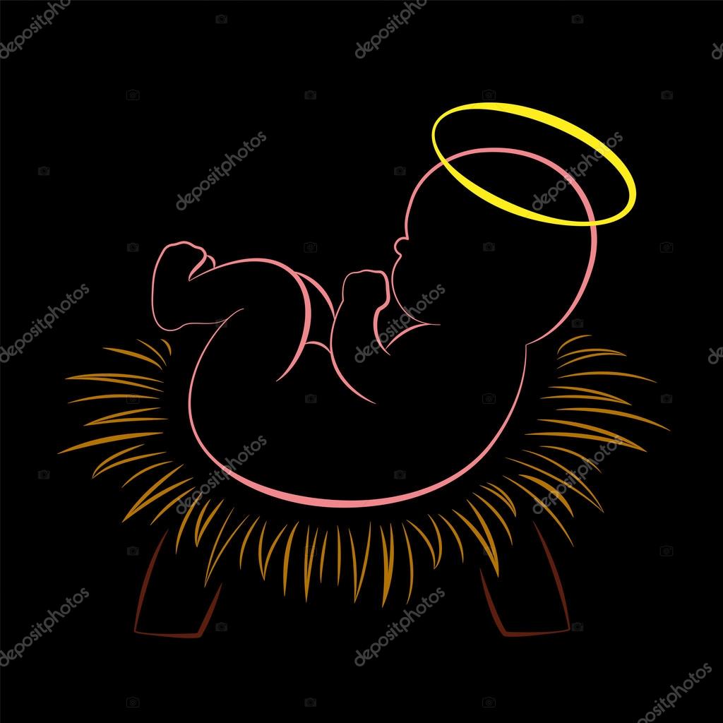Christmas Crib Baby Jesus Black Stock Vector C Furian 57369615
