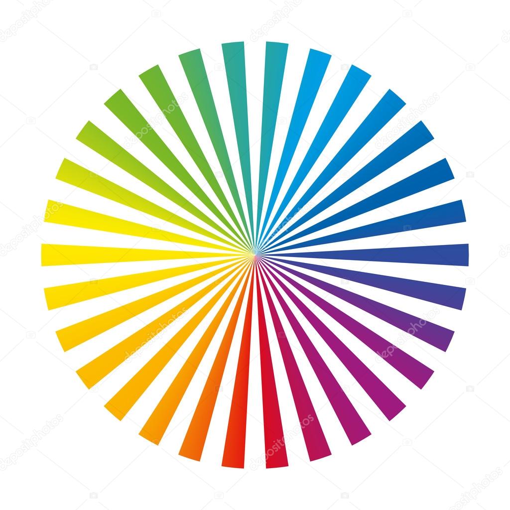 Rainbow Color Wheel Ink Stripes White