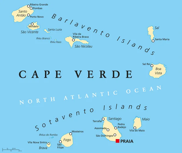 Mapa Político de Cabo Verde — Archivo Imágenes Vectoriales