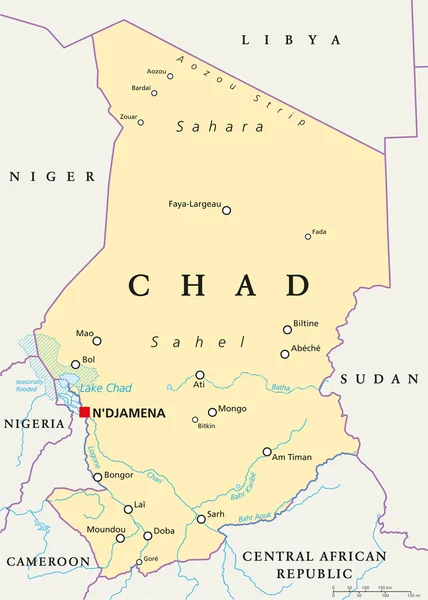 Tchad politisk karta — Stock vektor