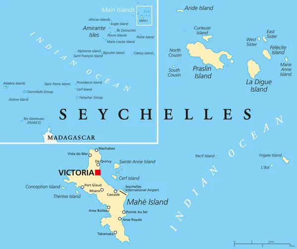 Mapa político de Seychelles — Vetor de Stock