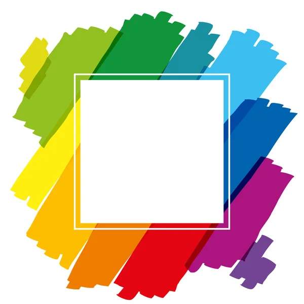 Rainbow färgad Brush Strokes Square — Stock vektor