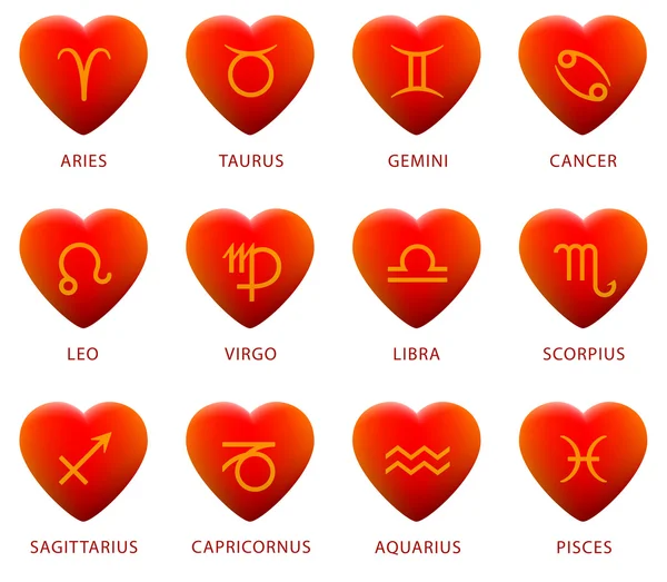 Horoskop znaki serca — Wektor stockowy