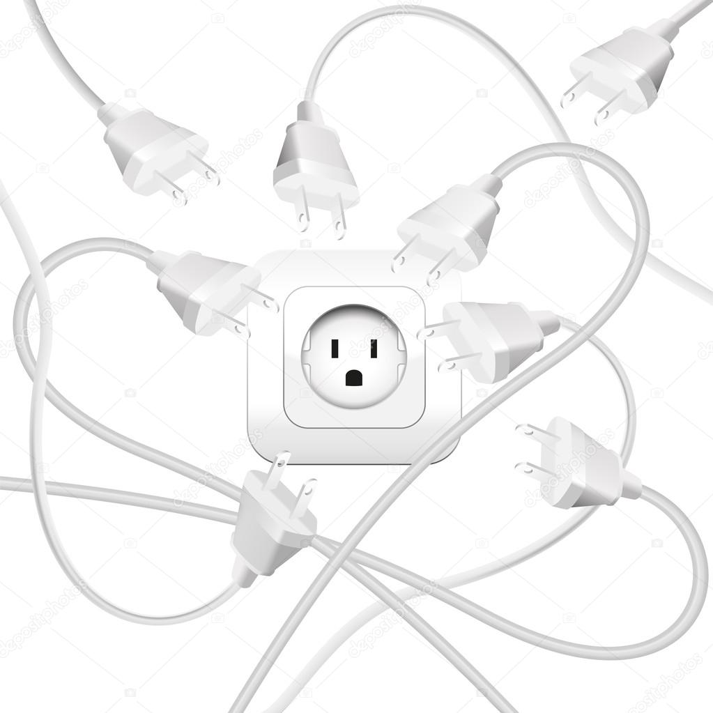 Cable Clutter Plugs Socket