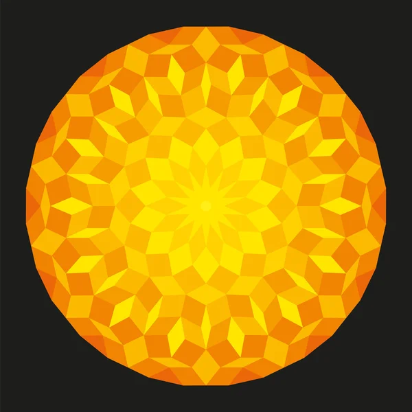 Soleil à partir d'un motif Penrose sur fond noir — Image vectorielle