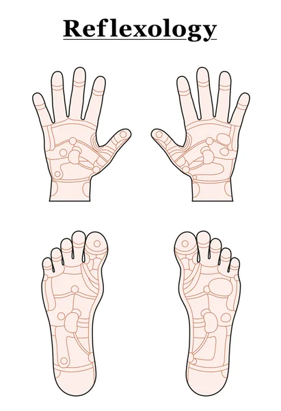Foot Hand Reflexology Outline — Stock Vector
