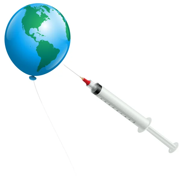 Pandemia Disease Vaccine Earth Balloon — Stock Vector