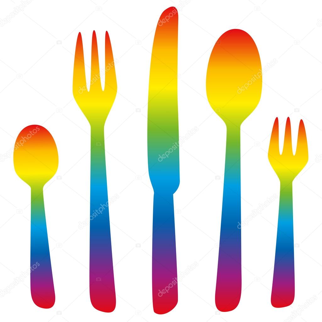 Cutlery Rainbow Colored