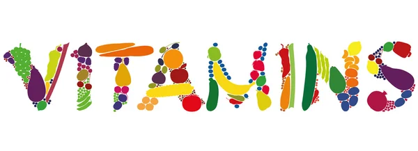 Vitamines Fruits Légumes — Image vectorielle