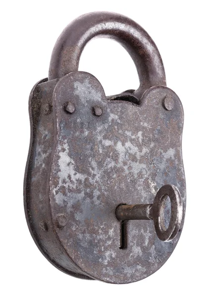 Locked Medieval Padlock With Key — Stock Photo, Image